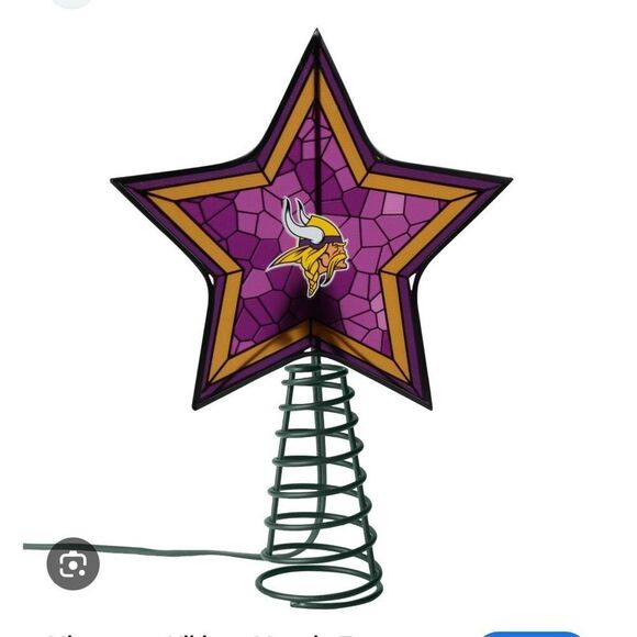 NIP NIB NWT NFL Minnesota Vikings Mosaic Tree Topper $48 - Picture 1 of 7
